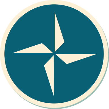 Bir insan tarafından çizilmiş geleneksel bir yıldız stiliyle dövme çıkartması.