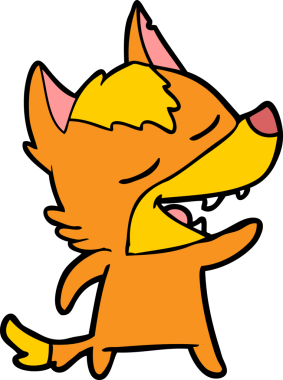 Bir insan tarafından çizilmiş tilki çizgi film karakteri