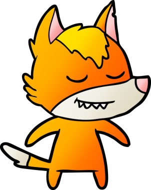 Bir insan tarafından çizilmiş tilki çizgi film karakteri