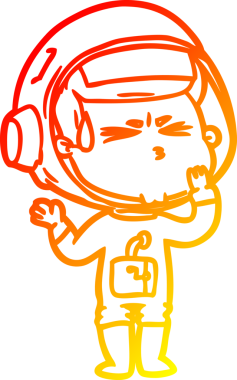 Bir çizgi film karakteri, bir insan tarafından çizilmiş astronot çizimi.