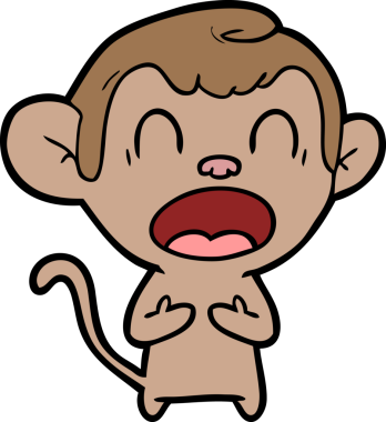 Bir insan tarafından çizilmiş bağıran çizgi maymun.