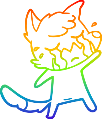 gökkuşağı gradyan çizimi bir insan tarafından çizilmiş ağlayan bir tilki çizgi filmi