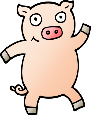 Bir insan tarafından çizilmiş vektör gradyan çizim çizgi film domuzu.