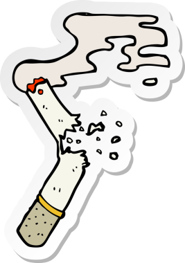 Bir insan tarafından çizilmiş kırık sigara etiketi.