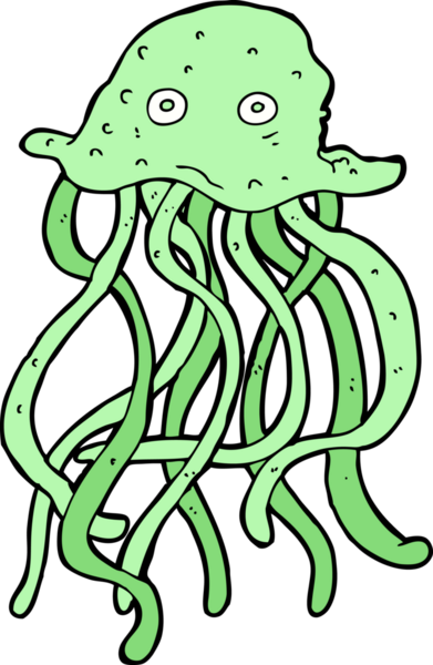 Bir insan tarafından çizilmiş ahtapot çizgi filmi.