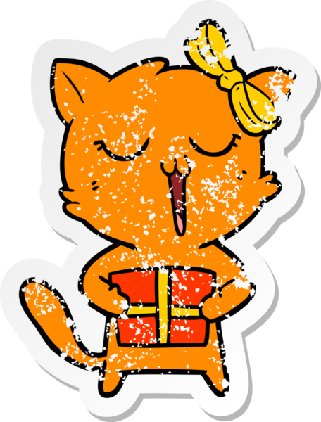 Bir insan tarafından çizilmiş karikatür bir kedinin sıkıntılı çıkartması.