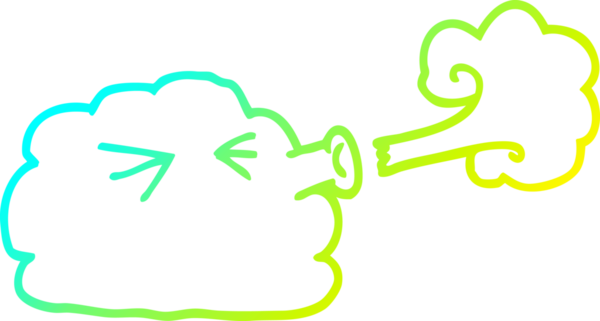 Bir insanın çizdiği fırtınayı savuran karikatür bulutunun soğuk gradyan çizgisi