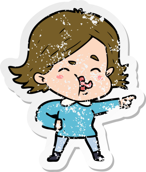 Bir insan tarafından çizilmiş karikatür kızının sıkıntılı çıkartması.