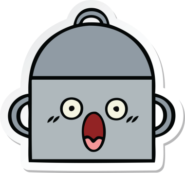 Bir insan tarafından çizilmiş şirin bir yemek pişirme kabının çıkartması.