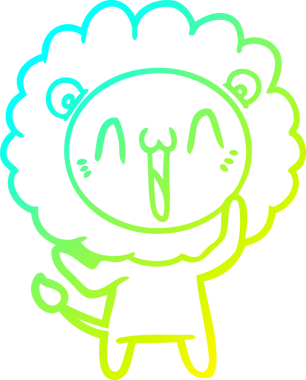 Bir insan tarafından çizilmiş mutlu çizgi film aslanı çizimi.