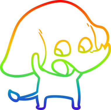 Gökkuşağı gradyan çizgisi bir insan tarafından çizilmiş şirin bir fil çizimi