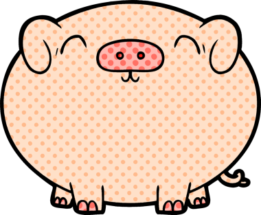 Bir insan tarafından çizilmiş çizgi film domuzu.