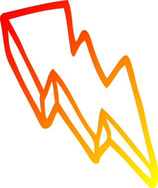 Bir insan tarafından çizilmiş bir çizgi film yıldırımının sıcak çizgi çizimi