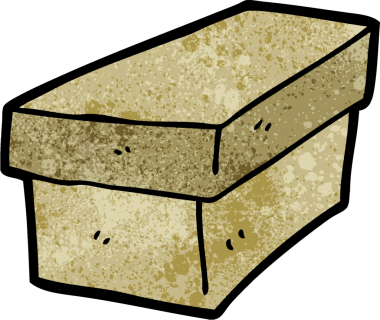 Bir insan tarafından çizilmiş karton kutu.