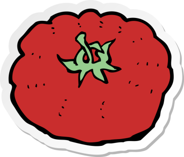 Bir insan tarafından çizilmiş bir domates etiketi.