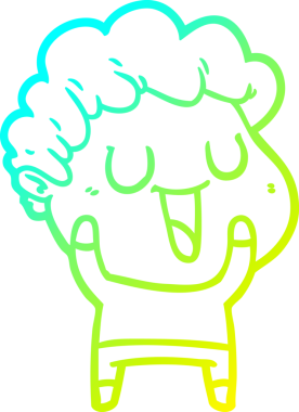 Bir insan tarafından çizilmiş gülen bir çizgi film karakterinin soğuk gradyan çizgisi.