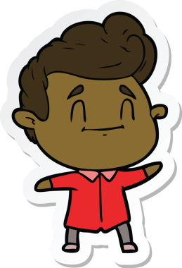 Bir insan tarafından çizilmiş mutlu bir çizgi film karakterinin çıkartması.