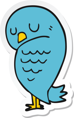 Bir insan tarafından çizilmiş çizgi film kuşunun çıkartması.