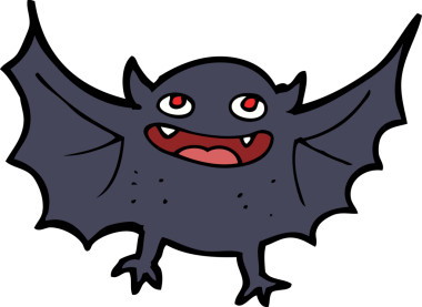 Bir insan tarafından çizilmiş vampir yarasa çizgi filmi.