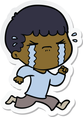 Bir insan tarafından çizilmiş, ağlayan bir çizgi film karakterinin çıkartması.