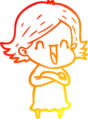 Bir insan tarafından çizilmiş mutlu bir kadının çizgi çizimi.