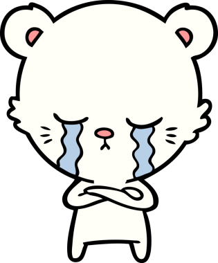 Bir insan tarafından çizilmiş üzgün küçük kutup ayısı çizgi filmi.