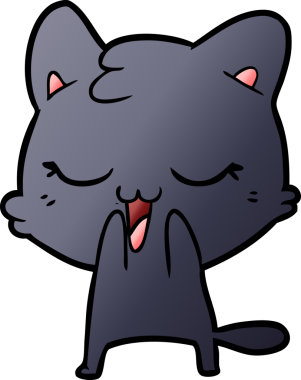 Bir insan tarafından çizilmiş çizgi film kedisi.