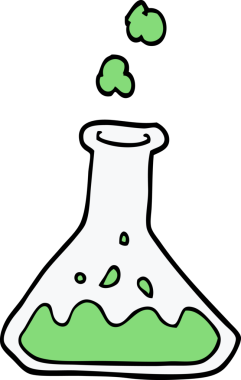 Bir insan tarafından şişeye çizilmiş karikatür kimyasalları.