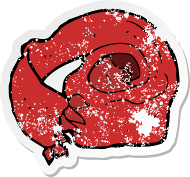 Bir insan tarafından çizilmiş karikatür eşarbının gerilimli yapıştırması.