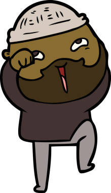 Bir insan tarafından çizilmiş mutlu sakallı bir adam.