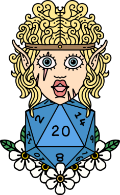 Retro Dövme Tarzı Bir insan tarafından çizilmiş 20 zarlı barbar karakter