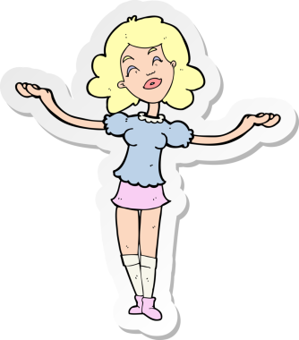 Bir insan tarafından çizilmiş bir karikatür kadının çıkartması.