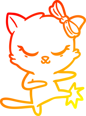 Bir insan tarafından çizilmiş sevimli bir çizgi film kedisinin sıcak çizgi çizimi