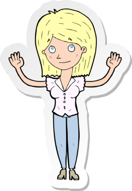 Bir insan tarafından çizilmiş bir karikatür kadının çıkartması.