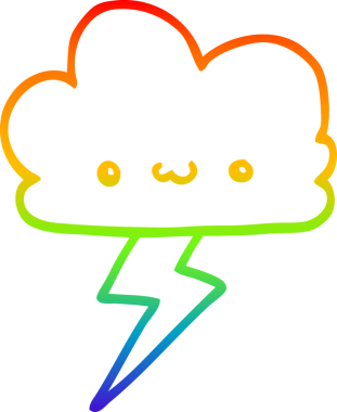 Gökkuşağı gradyan çizgi çizimi bir insan tarafından çizilmiş fırtına bulutu