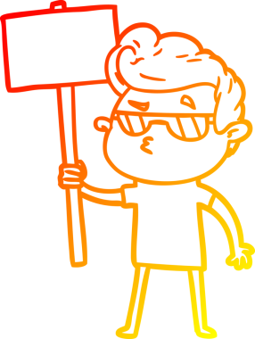 Bir insan tarafından çizilen karikatür karikatürünün sıcak çizgi çizimi.