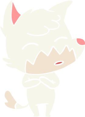 Bir insan tarafından çizilmiş düz renk çizgi film tilkisi