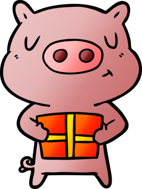 Bir insan tarafından çizilmiş Noel domuzu çizgi filmi.