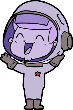 Bir insan tarafından çizilmiş mutlu astronot çizgi filmi.