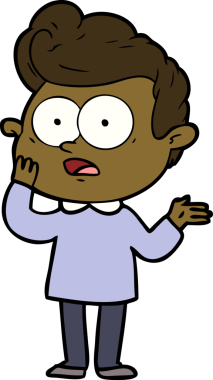 Bir insan tarafından çizilmiş çizgi film bakışlı adam.