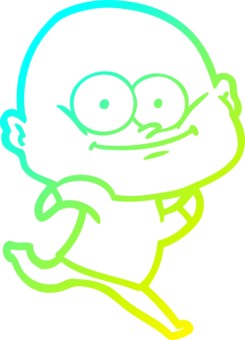 Bir insan tarafından çizilmiş, kel bir adamın soğuk çizgi çizimi.