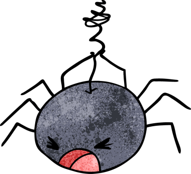 Bir insan tarafından çizilmiş cadılar bayramı örümceği çizgi filmi.