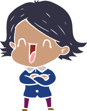 Bir insan tarafından çizilmiş düz renkli bir çizgi film.