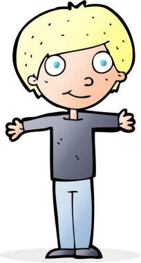 Bir insan tarafından çizilmiş kolları açık mutlu çocuk çizgi filmi.