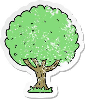 Bir insan tarafından çizilmiş karikatür ağacının sıkıntılı çıkartması.