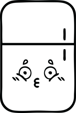 Bir insan tarafından çizilmiş bir buzdolabı karikatürü.