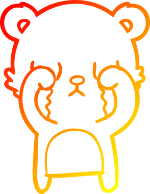 Bir insan tarafından çizilen ağlayan çizgi film ayısının sıcak çizgi çizgisi.