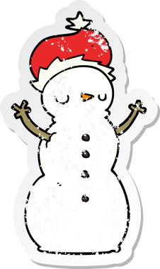 Bir insan tarafından çizilmiş kardan adamın sıkıntılı çıkartması.