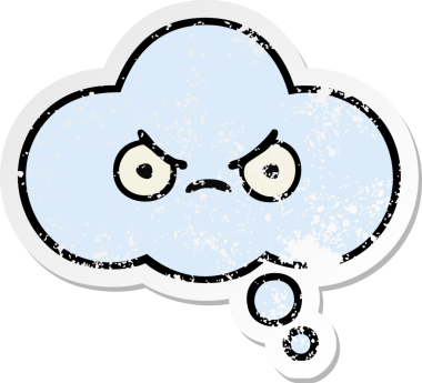 Bir insan tarafından çizilmiş tatlı bir çizgi film düşünce balonunun sıkıntılı çıkartması.