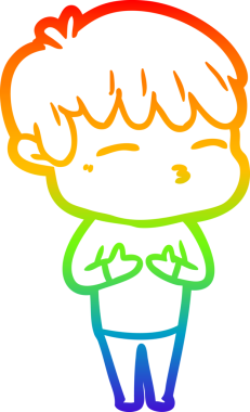 Gökkuşağı gradyan çizgi çizimi bir insan tarafından çizilmiş karikatür hayal kırıklığına uğramış bir adam